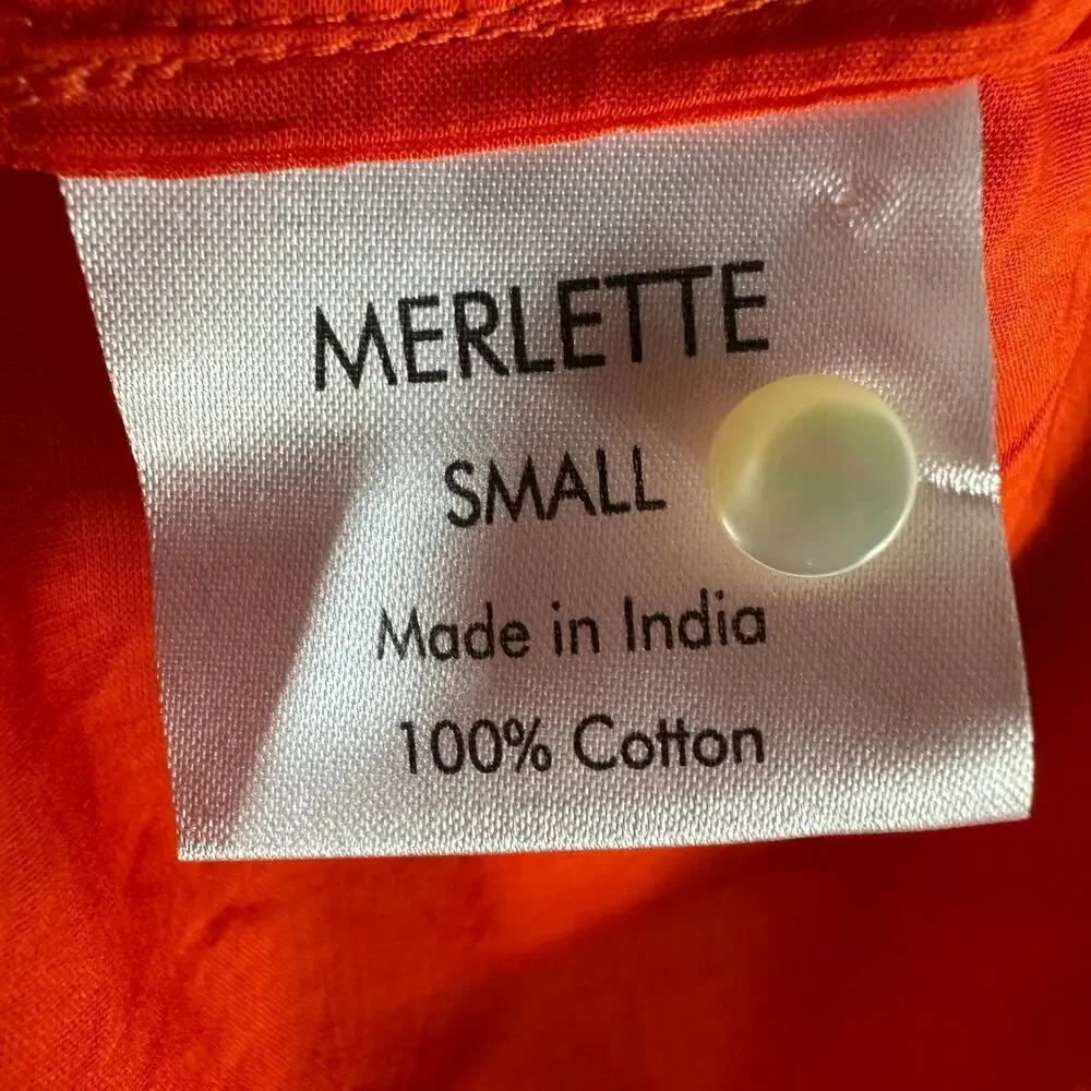Merlette Soliman Midi Contemporary Casual Dress Size Small Flame